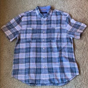 Tommy Bahama 100% Linen Plaid Button Down Shirt